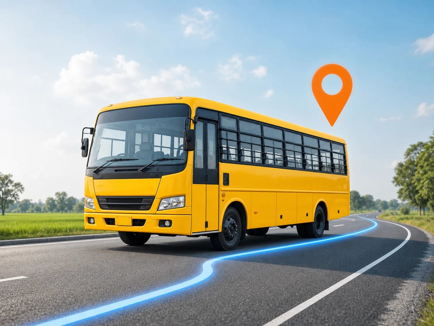 School bus with GPS route tracking