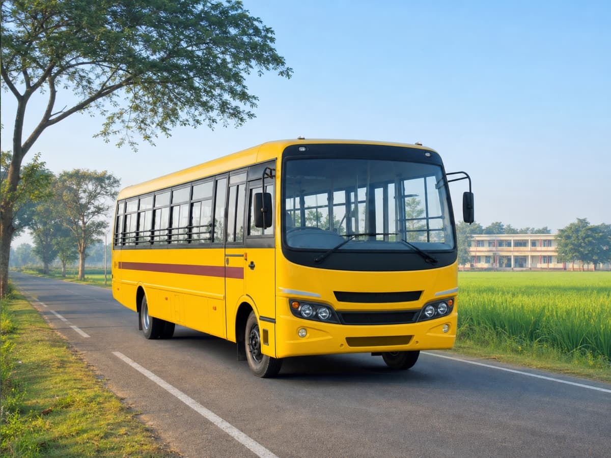 Yellow school bus using AIS-140 GPS tracking in Bihar