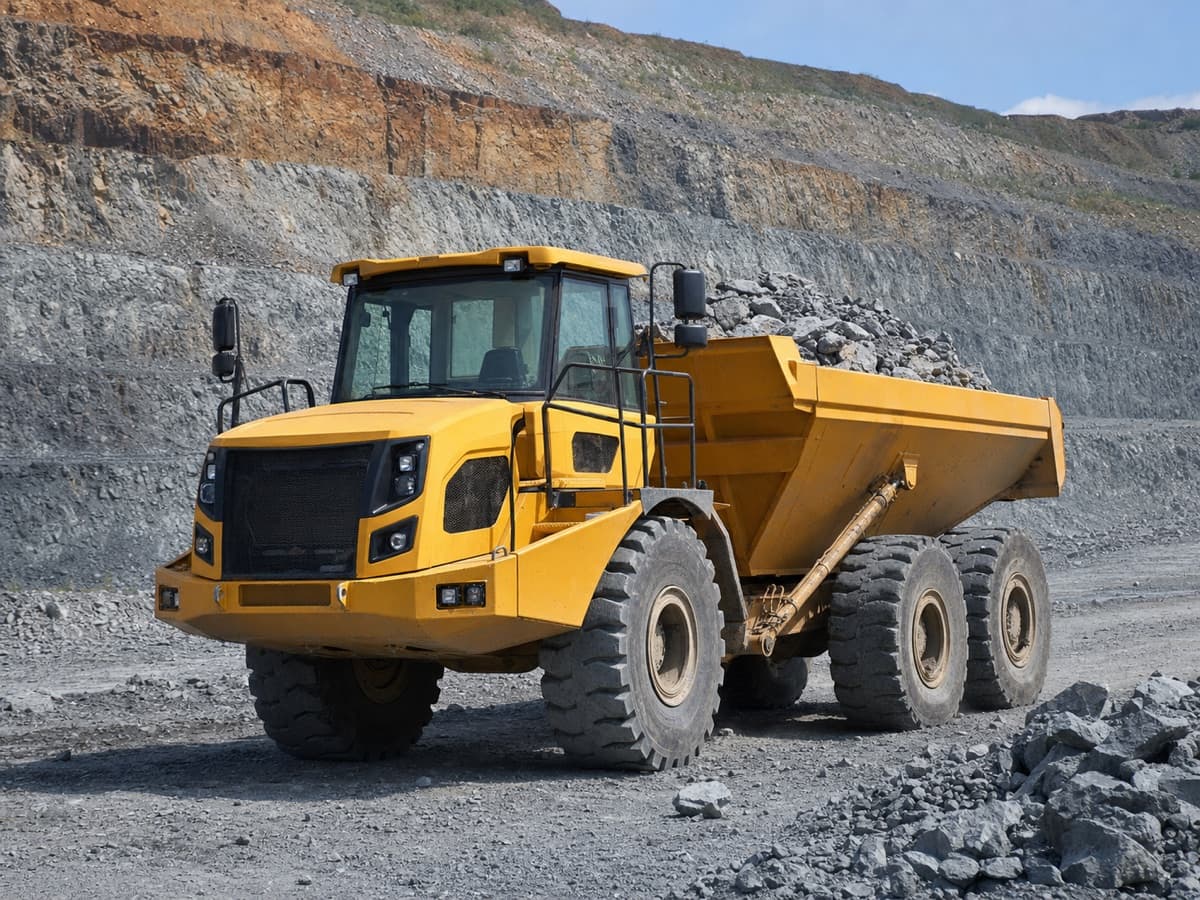Articulated dumper using mining GPS at a work site