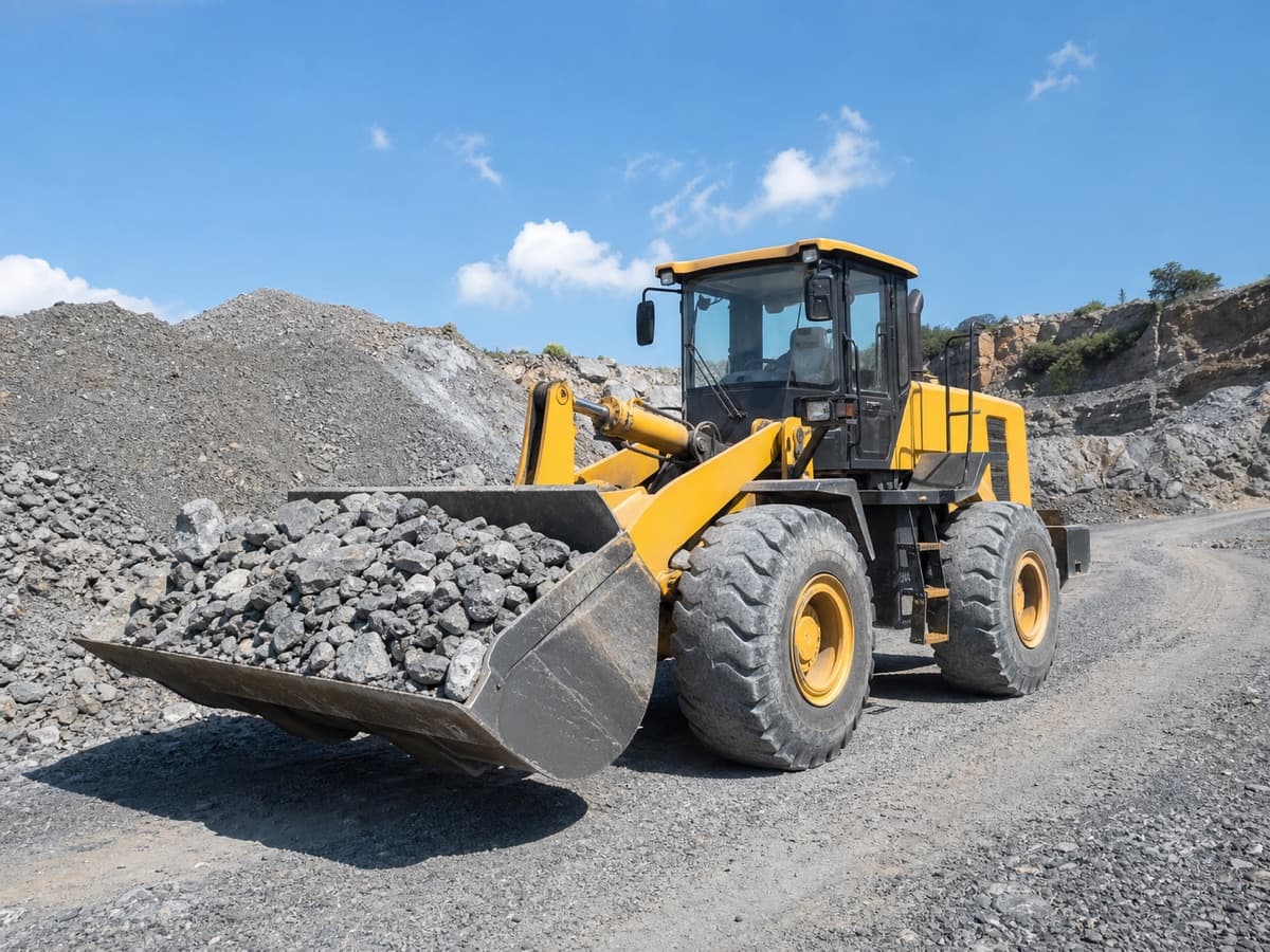 Wheel loader using GPS monitoring in a stone quarry