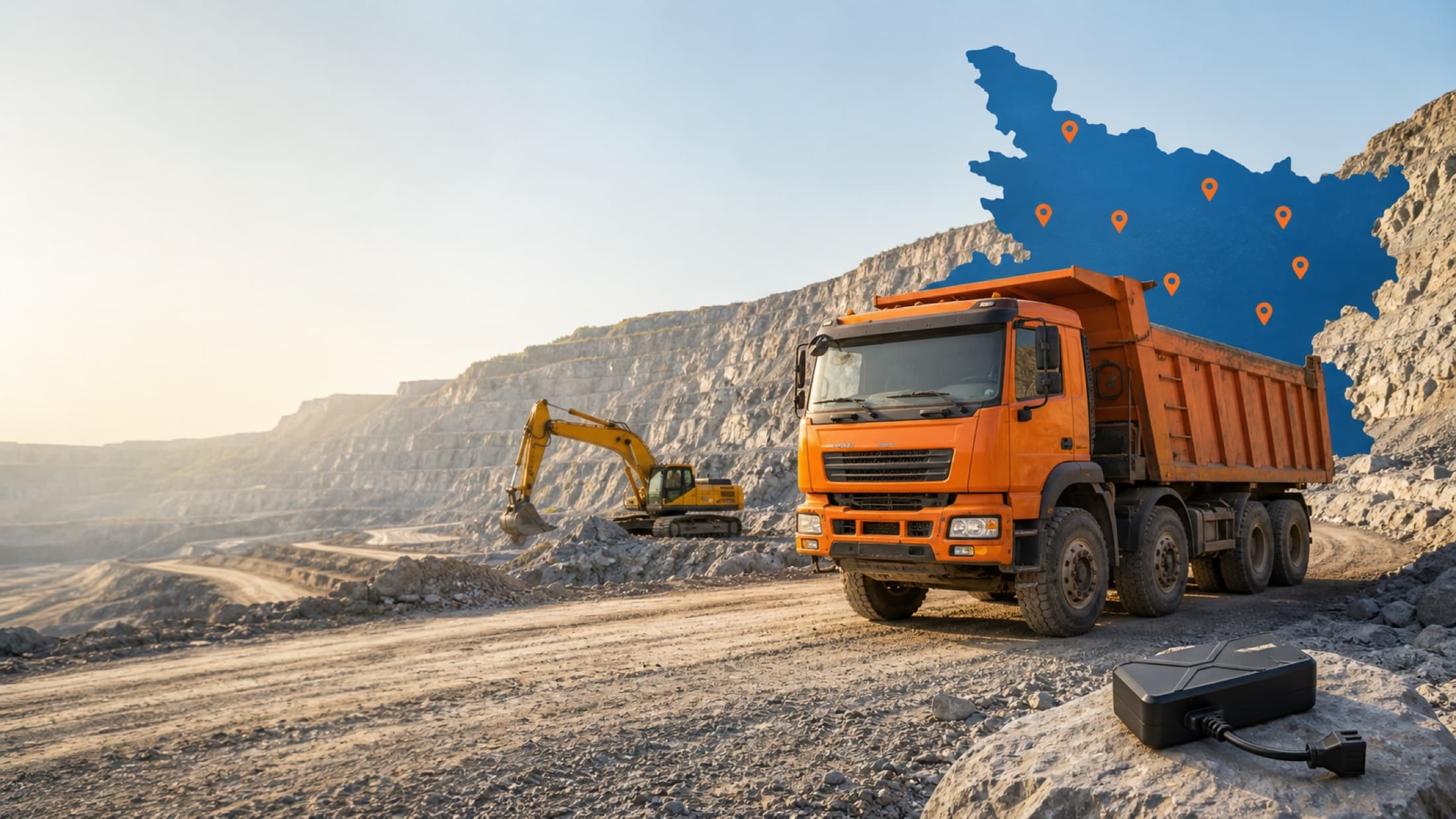 Mining GPS tracking for a tipper, excavator and heavy fleet in Bihar