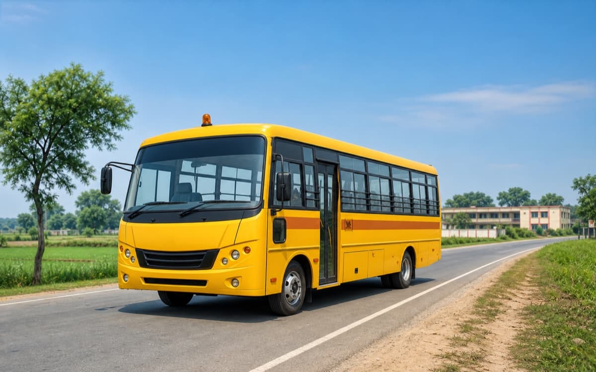 Yellow school bus for AIS-140 GPS tracking in Bihar